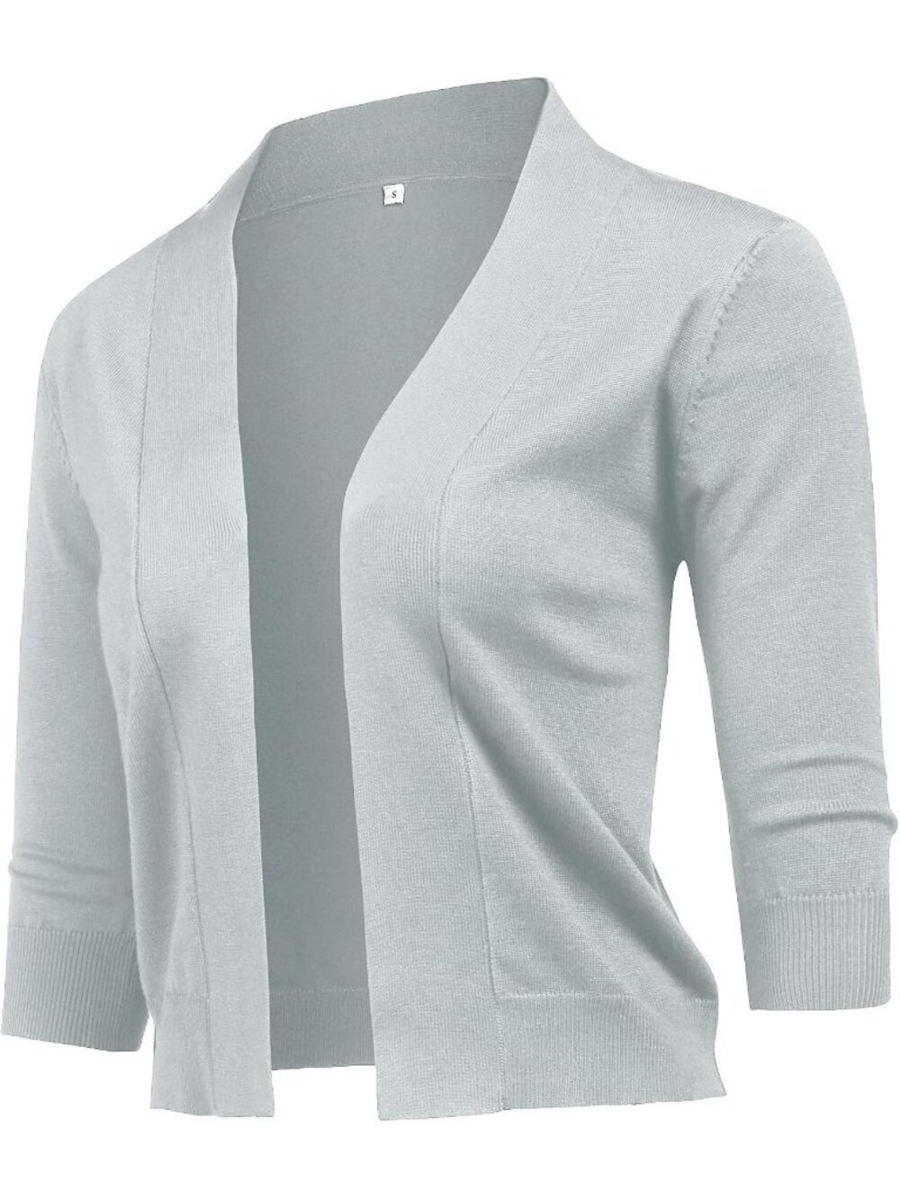 🆕Women's Grey Classic Lightweight Cropped Cardigan Sweater 3/4 Sleeve Shrug
